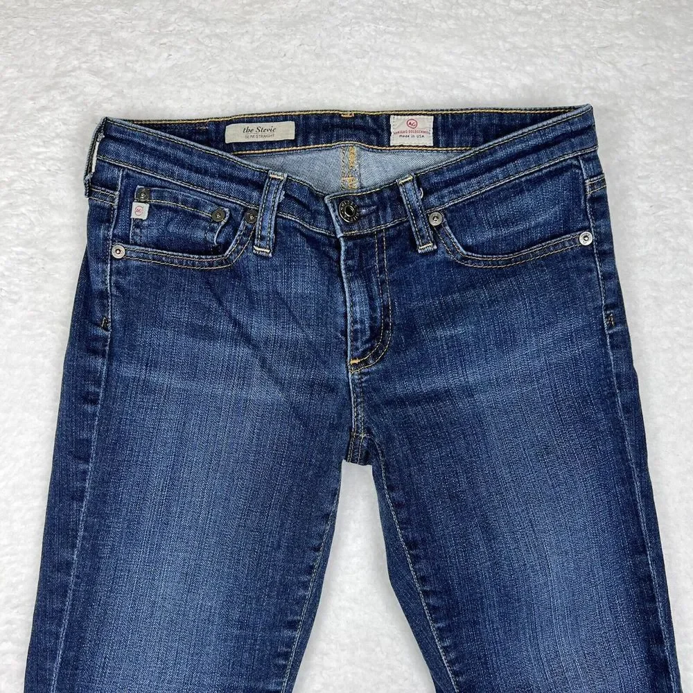 Adriano Goldschmied Jeans Womens 27R Blue Wash Stevie Slim Straight Fray Hem USA